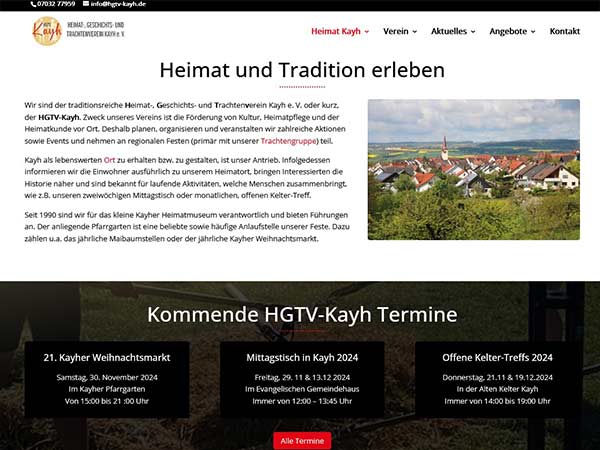 Neue HGTV-Webseite seit November 2024 vom Heimat-Geschichts-und-Trachtenverein Kayh e. V.